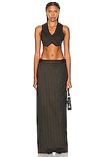 Jean Paul Gaultier Tennis Stripes Laced Gilet in Brown & Ecru, view 4, click to view large image.