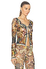 Jean Paul Gaultier Papillon Mesh Long Sleeve Cardigan in Yellow & Multicolor, view 2, click to view large image.