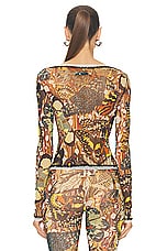 Jean Paul Gaultier Papillon Mesh Long Sleeve Cardigan in Yellow & Multicolor, view 3, click to view large image.