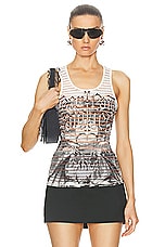 Jean Paul Gaultier Diablo Devored Tank Top in White & Black, view 1, click to view large image.