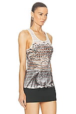 Jean Paul Gaultier Diablo Devored Tank Top in White & Black, view 2, click to view large image.