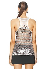 Jean Paul Gaultier Diablo Devored Tank Top in White & Black, view 3, click to view large image.