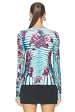 Jean Paul Gaultier Flower Body Morphing Long Sleeve Top in Blue, Red, & White, view 4, click to view large image.