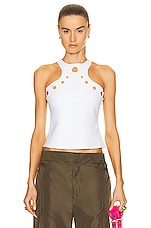 Jean Paul Gaultier Perforated Tank Top in White, view 1, click to view large image.