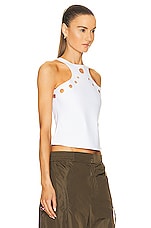 Jean Paul Gaultier Perforated Tank Top in White, view 2, click to view large image.