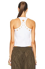 Jean Paul Gaultier Perforated Tank Top in White, view 3, click to view large image.
