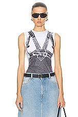 Jean Paul Gaultier Madonna Trompe L'oeil Tank Top in White & Black, view 1, click to view large image.