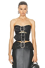 Jean Paul Gaultier Leather Buckle Top in Black, view 1, click to view large image.