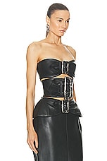Jean Paul Gaultier Leather Buckle Top in Black, view 2, click to view large image.