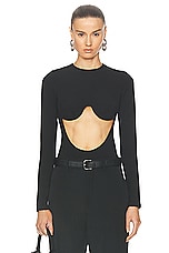 Jean Paul Gaultier Madonna Inspired Long Sleeve Bodysuit in Black, view 1, click to view large image.