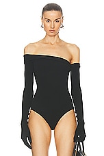 Jean Paul Gaultier Asymmetric Glove Bodysuit in Black, view 1, click to view large image.