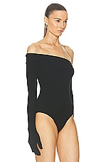 Jean Paul Gaultier Asymmetric Glove Bodysuit in Black, view 3, click to view large image.