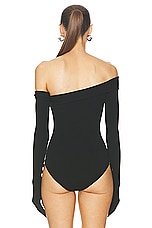 Jean Paul Gaultier Asymmetric Glove Bodysuit in Black, view 5, click to view large image.