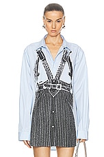 Jean Paul Gaultier Madonna Trompe L'oeil Shirt in Baby Blue & Black, view 1, click to view large image.