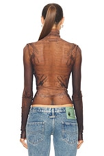 Jean Paul Gaultier X Shayne Oliver Mesh Body Turtleneck Top in Dark Nude & Black, view 3, click to view large image.