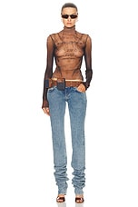 Jean Paul Gaultier X Shayne Oliver Mesh Body Turtleneck Top in Dark Nude & Black, view 4, click to view large image.
