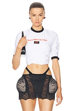 Jean Paul Gaultier X Shayne Oliver Twisted Ringer Tee in White, view 1, click to view large image.