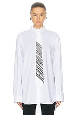 Jean Paul Gaultier Cotton Shirt With Printed Tie in White, view 1, click to view large image.