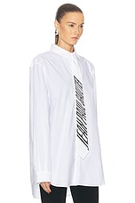 Jean Paul Gaultier Cotton Shirt With Printed Tie in White, view 2, click to view large image.