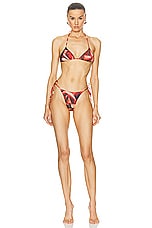 Jean Paul Gaultier Roses Bikini Set in Green, Red, & Blue, view 1, click to view large image.