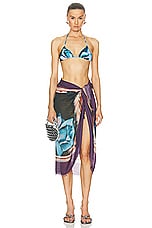 Jean Paul Gaultier Roses Bikini Set in Purple, Blue, & Pale Pink, view 4, click to view large image.