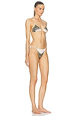 Jean Paul Gaultier Cartouche Bikini Set in Green, Ecru, Black, & Orange, view 2, click to view large image.