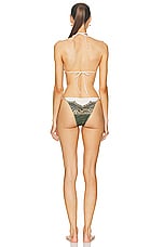 Jean Paul Gaultier Cartouche Bikini Set in Green, Ecru, Black, & Orange, view 3, click to view large image.