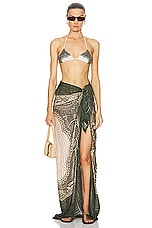 Jean Paul Gaultier Cartouche Bikini Set in Green, Ecru, Black, & Orange, view 4, click to view large image.