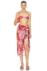 Jean Paul Gaultier Diablo Bikini Set in White & Red, view 4, click to view large image.