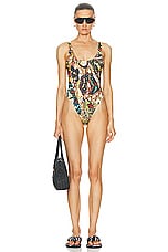 Jean Paul Gaultier Papillon One Piece Swimsuit in Yellow & Multicolor, view 4, click to view large image.