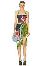 Jean Paul Gaultier Roses One Piece Swimsuit in Green, Red, & Blue, view 4, click to view large image.