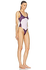 Jean Paul Gaultier Cartouche One Piece Swimsuit in Red, White, & Burgundy, view 2, click to view large image.