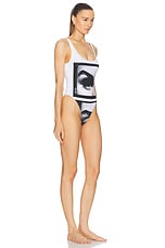 Jean Paul Gaultier Eyes Printed One Piece Swimsuit in White & Black, view 2, click to view large image.