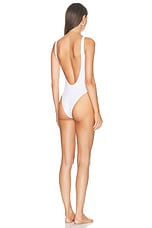 Jean Paul Gaultier Eyes Printed One Piece Swimsuit in White & Red, view 3, click to view large image.