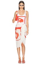 Jean Paul Gaultier Eyes Printed One Piece Swimsuit in White & Red, view 4, click to view large image.