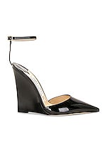 Jimmy Choo Blake 100 Patent Leather Wedge in Black, view 1, click to view large image.