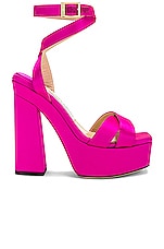 Jimmy Choo Gaia 140 Satin Sandal in Fuchsia, view 1, click to view large image.