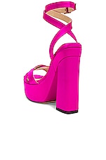 Jimmy Choo Gaia 140 Satin Sandal in Fuchsia, view 3, click to view large image.