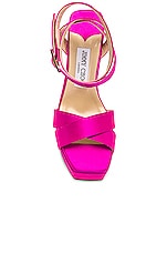Jimmy Choo Gaia 140 Satin Sandal in Fuchsia, view 4, click to view large image.