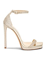 Jimmy Choo Alva 120 Glitter Sandal in Platinum Ice, view 1, click to view large image.