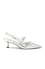 Jimmy Choo Didi 45 Metal Leather Slingback Pump in Silver, view 1, click to view large image.