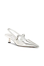Jimmy Choo Didi 45 Metal Leather Slingback Pump in Silver, view 2, click to view large image.