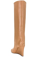 Jimmy Choo Blake 85 Leather Wedge Boot in Biscuit, view 3, click to view large image.