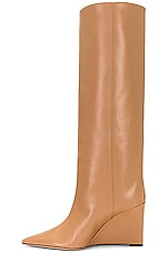 Jimmy Choo Blake 85 Leather Wedge Boot in Biscuit, view 5, click to view large image.