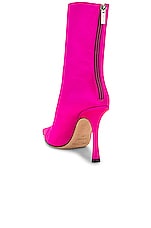 Jimmy Choo Agathe 100 Satin Boot in Fuchsia, view 3, click to view large image.