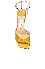 Jimmy Choo Saeda 100 Satin Sandal in Sunflower & Crystal, view 4, click to view large image.