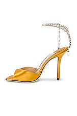 Jimmy Choo Saeda 100 Satin Sandal in Sunflower & Crystal, view 5, click to view large image.
