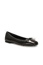 Jimmy Choo Elme Leather Ballet Flat in Black, view 2, click to view large image.