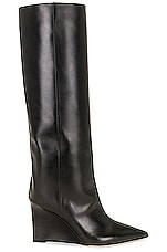 Jimmy Choo Blake 85 Leather Wedge Boot in Black, view 1, click to view large image.