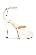 Jimmy Choo Saeda 125 Sandal in Ivory & Crystal, view 1, click to view large image.